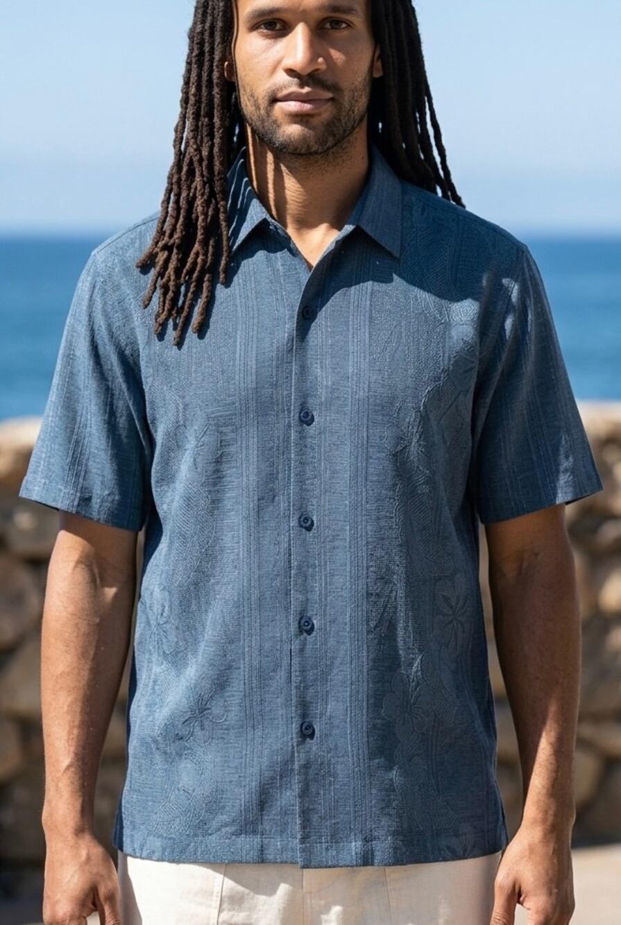 Tommy Bahama Tonal Jacquard Silk Camp Shirt Mens Size XL Quiet Luxury Resort